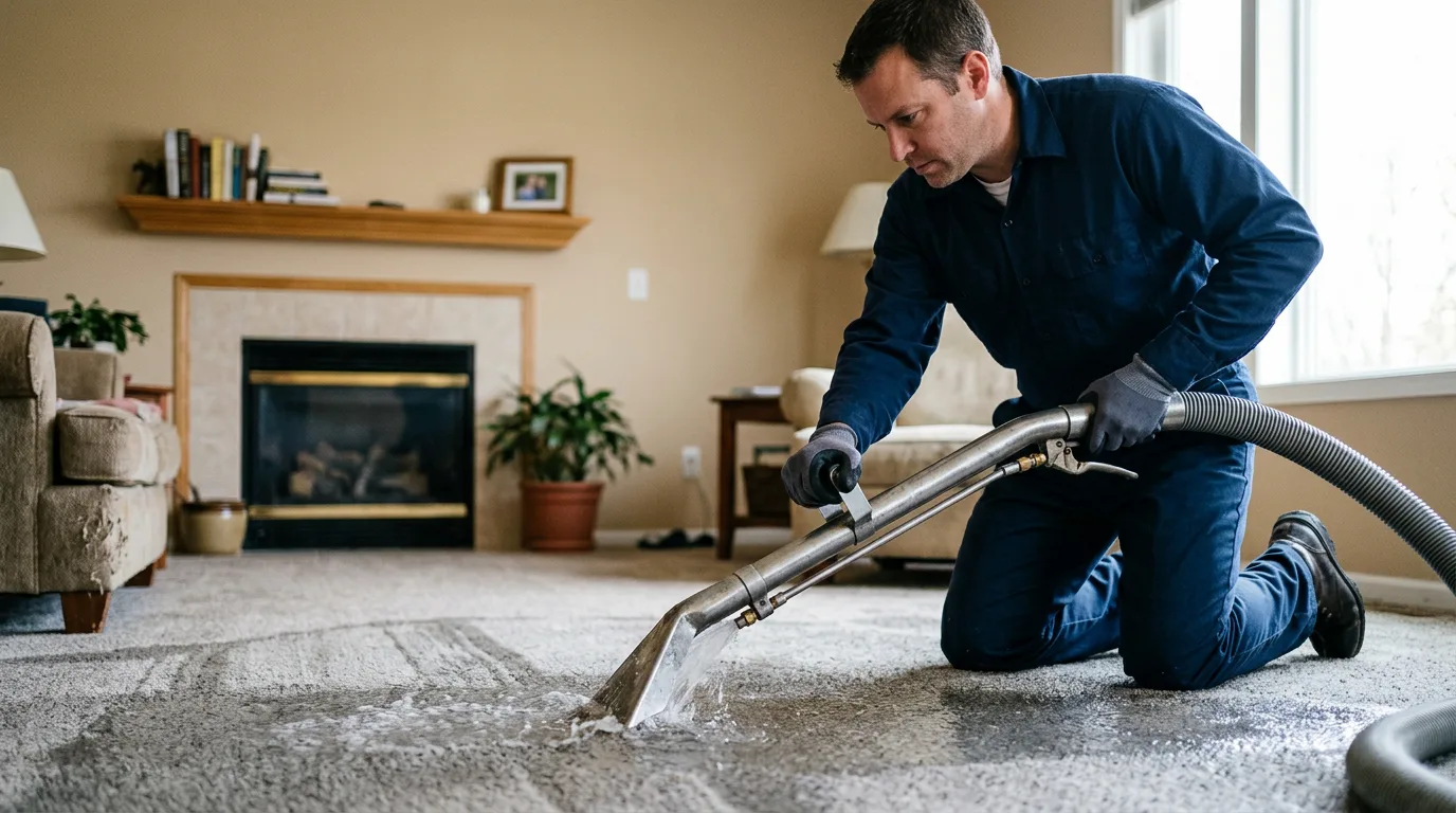 Water damage restoration technician working near Raymond, IA